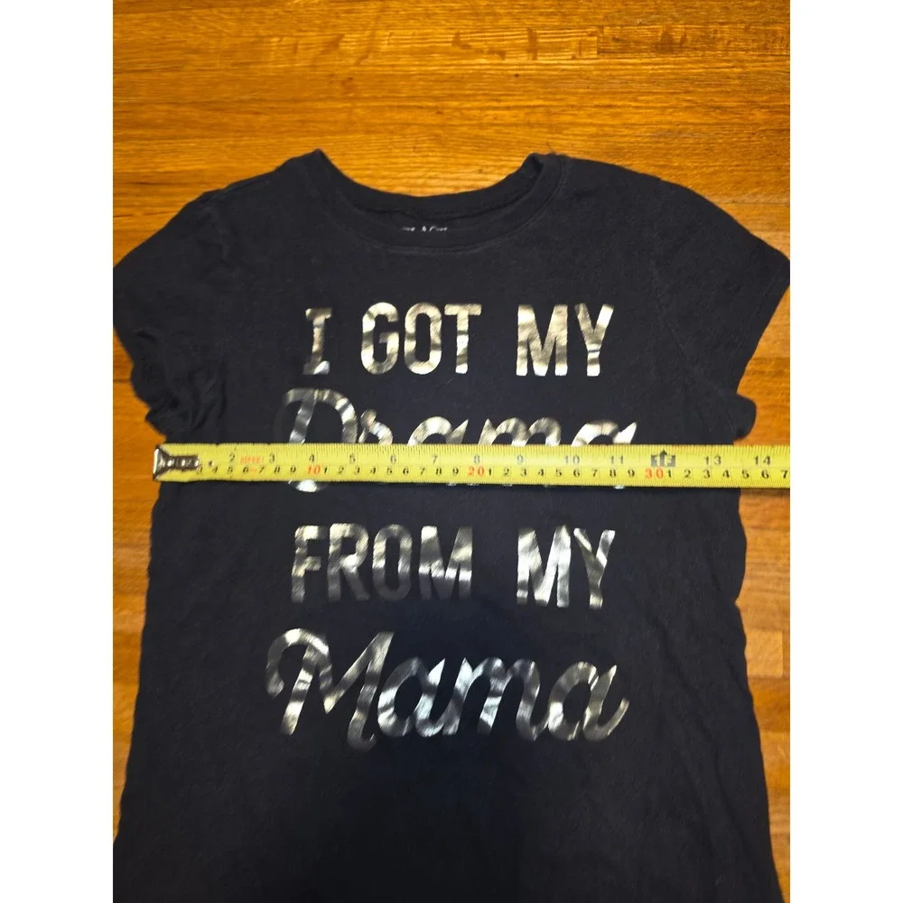 Childrens Place Girls XL 14 Black Silver Foil Drama From My Mama Graphic Shirt